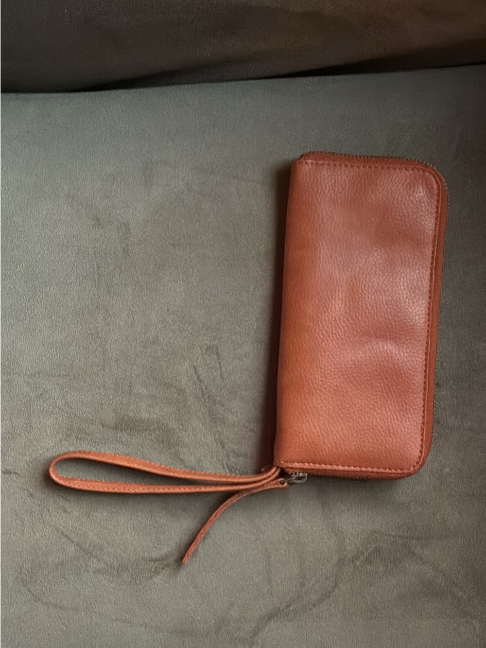 Free People Pebbled Leather Zip Wristlet - Cognac Brown